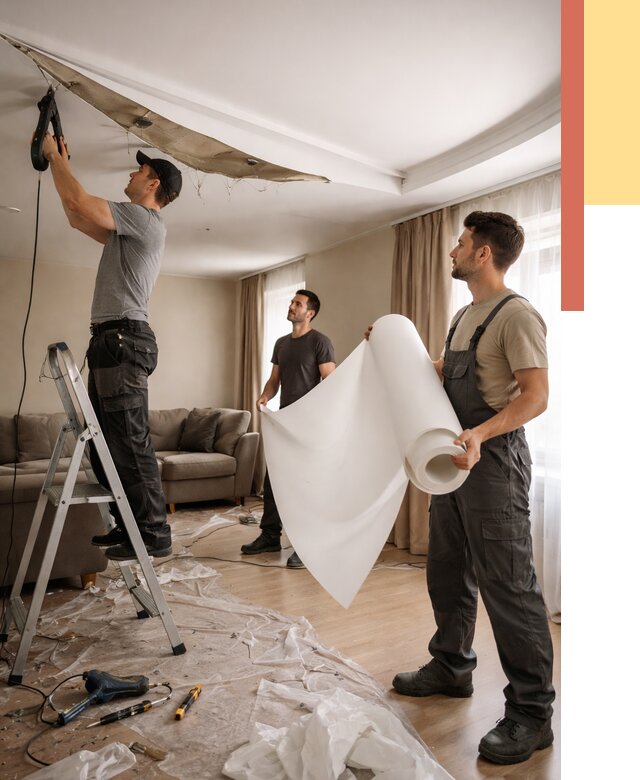 Замена полотна натяжного потолка в Тулуне от 10251 руб. быстро и недорого | ОТДЕЛОЧНИК-Тлн