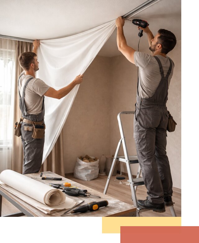 Замена полотна натяжного потолка в Тулуне быстро и качественно