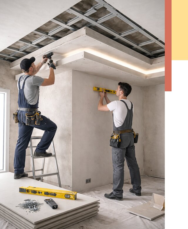 Двухуровневый потолок из гипсокартона в Тулуне от 1565 руб. под ключ | ОТДЕЛОЧНИК-Тлн