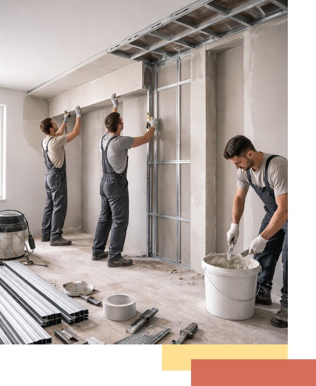 Монтаж потолка из гипсокартона с нишей в Тулуне