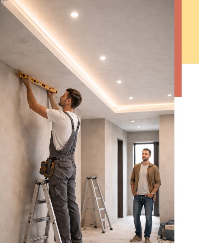 Потолок из гипсокартона с подсветкой в Тулуне от 809 руб./м2 под ключ | ОТДЕЛОЧНИК-Тлн