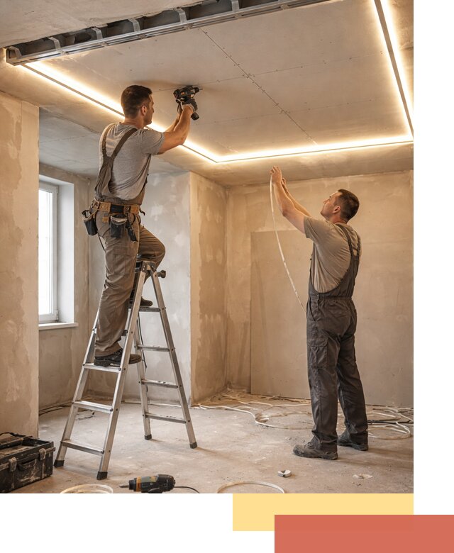 Потолок из гипсокартона с подсветкой в Тулуне