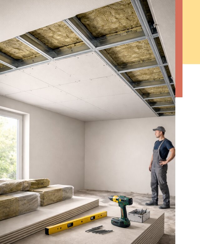 Звукоизоляция потолка ГКЛ в Тулуне от 1025 руб. — монтаж под ключ | ОТДЕЛОЧНИК-Тлн