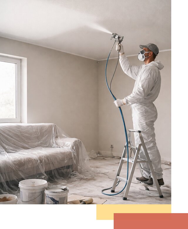 Покраска потолка краскопультом в Тулуне быстро и качественно